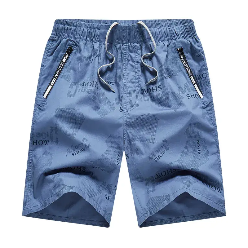 Men's 5-Piece Cotton Shorts Set Light Blue Drawstring Waist - Image 3