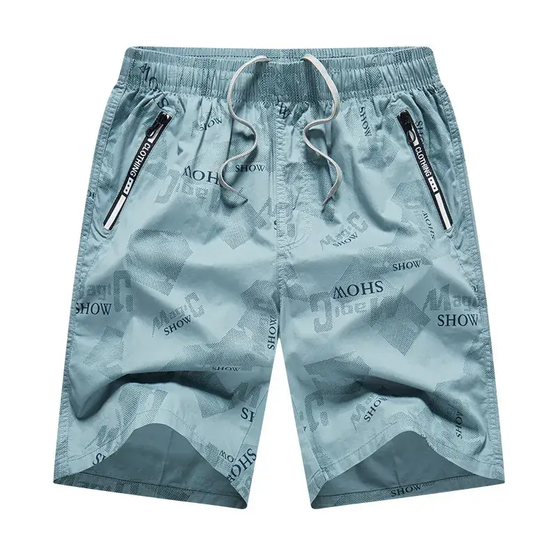 Men's 5-Piece Cotton Shorts Set Light Blue Drawstring Waist - Image 4