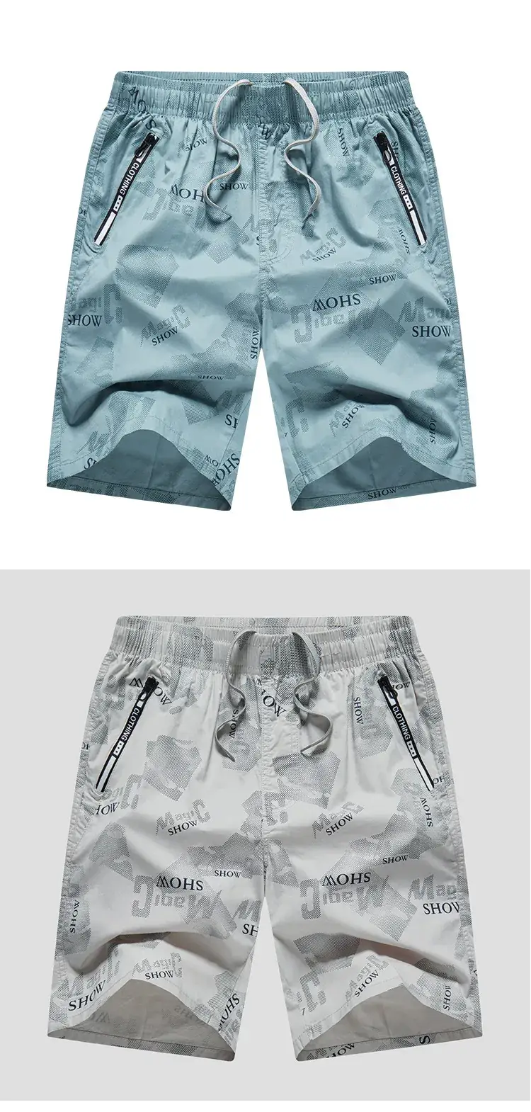 Men's 5-Piece Cotton Shorts Set Light Blue Drawstring Waist — feature 10