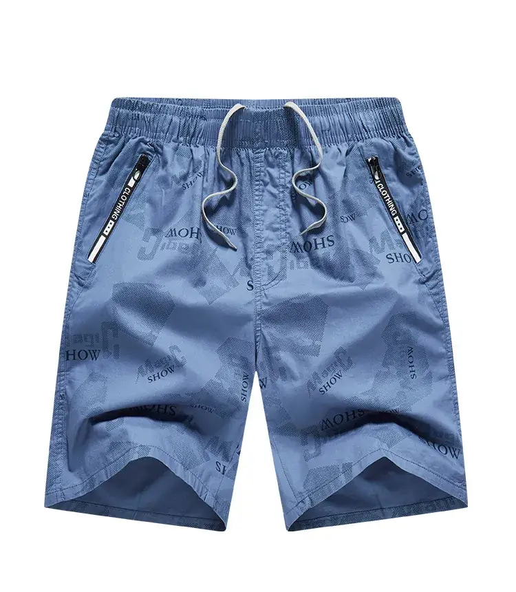 Men's 5-Piece Cotton Shorts Set Light Blue Drawstring Waist — feature 9