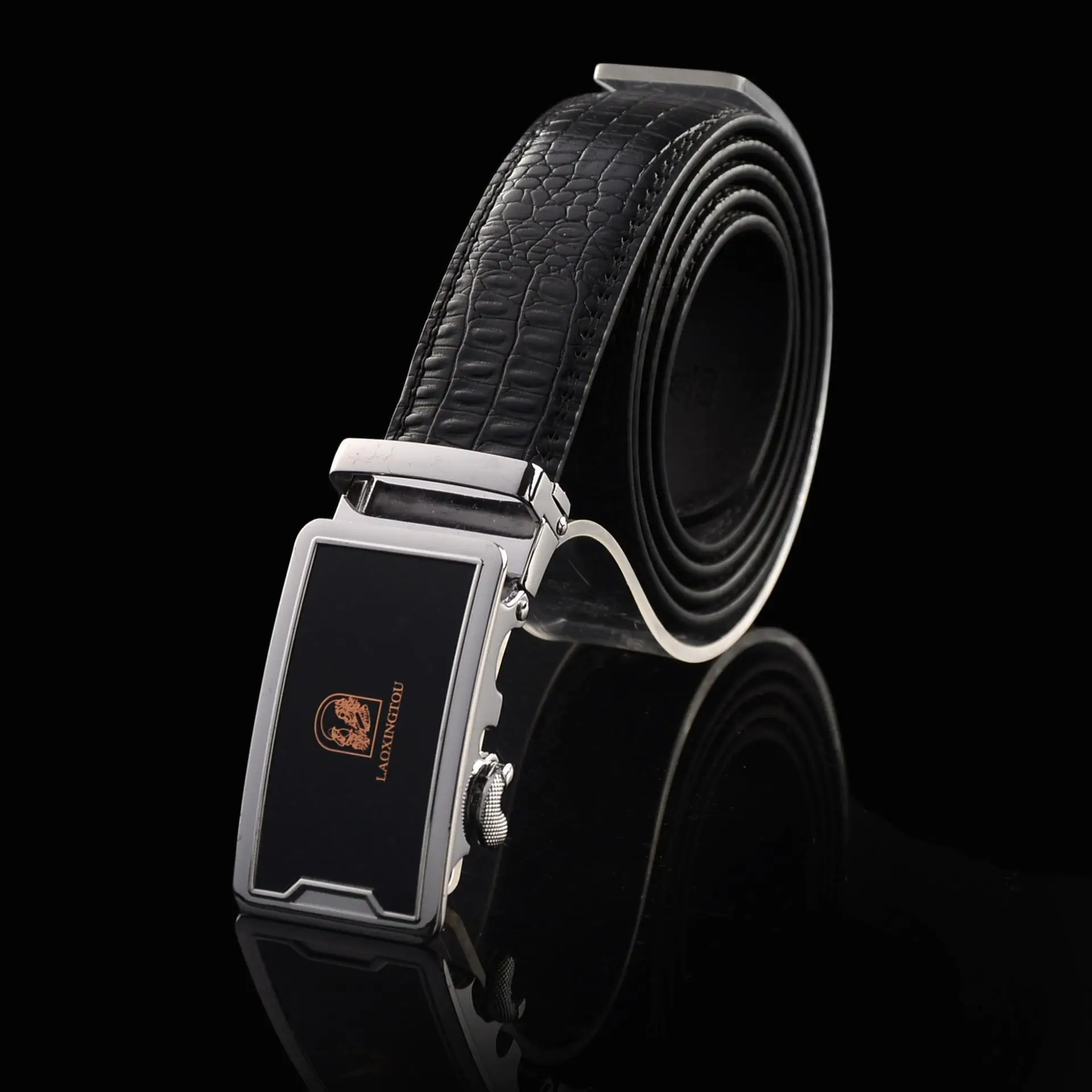 Men's Croc Leather Belt with X-Logo - Image 3