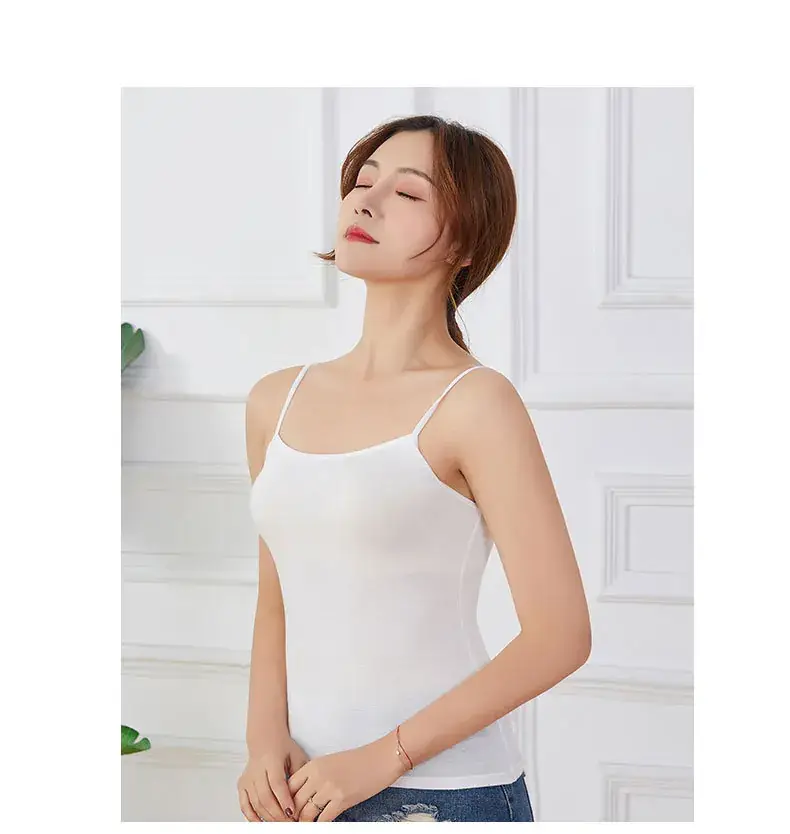 Women's White Slim Fit Sleeveless Top Summer 2023 — feature 4