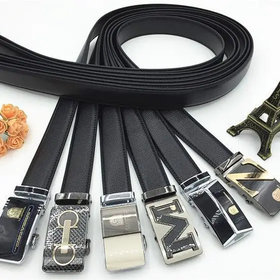 Men's Black Genuine Leather Belt with Automatic Buckle - Image 14