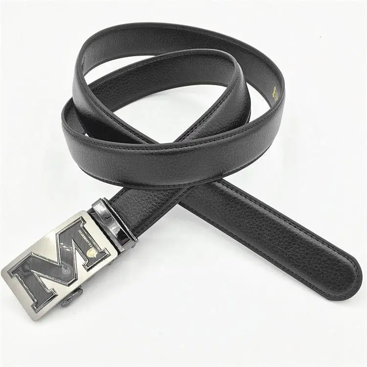 Men's Black Genuine Leather Belt with Automatic Buckle - Image 4