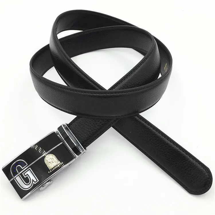 Men's Black Genuine Leather Belt with Automatic Buckle - Image 7