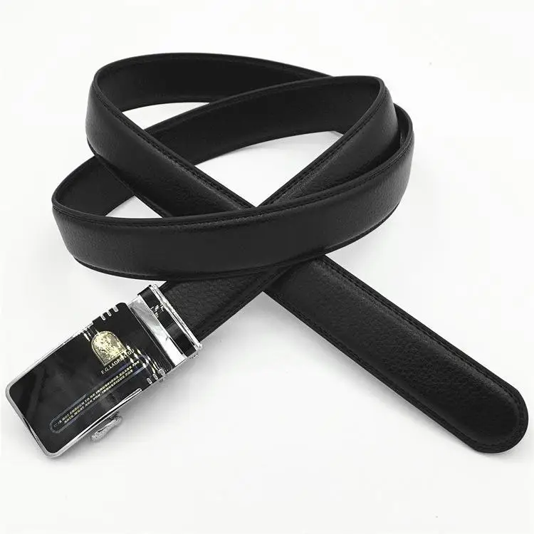Men's Black Genuine Leather Belt with Automatic Buckle - Image 8