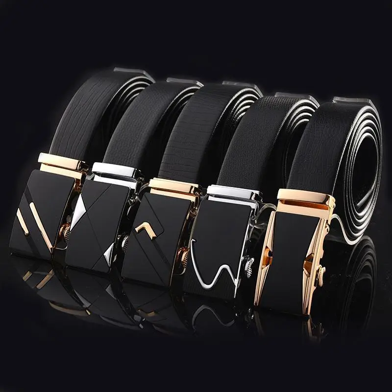 Men's Black Leather Belt with Rose Gold Buckle - Image 22