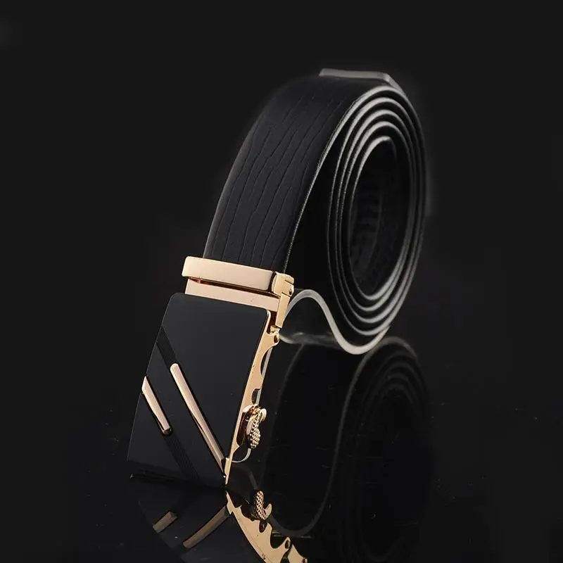 Men's Black Leather Belt with Rose Gold Buckle - Image 24