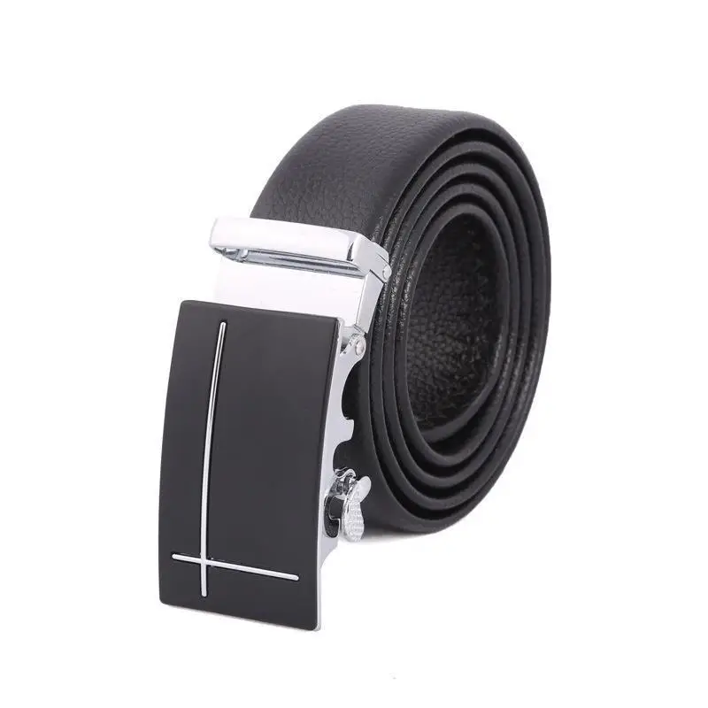 Men's Black Leather Belt with Rose Gold Buckle - Image 9