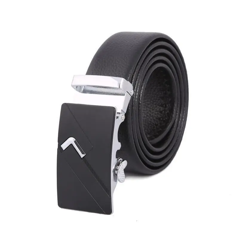 Men's Black Leather Belt with Rose Gold Buckle - Image 10