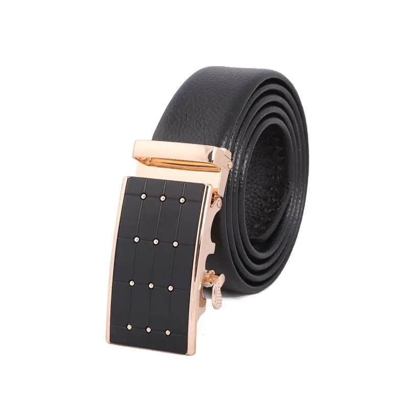 Men's Black Leather Belt with Rose Gold Buckle - Image 14