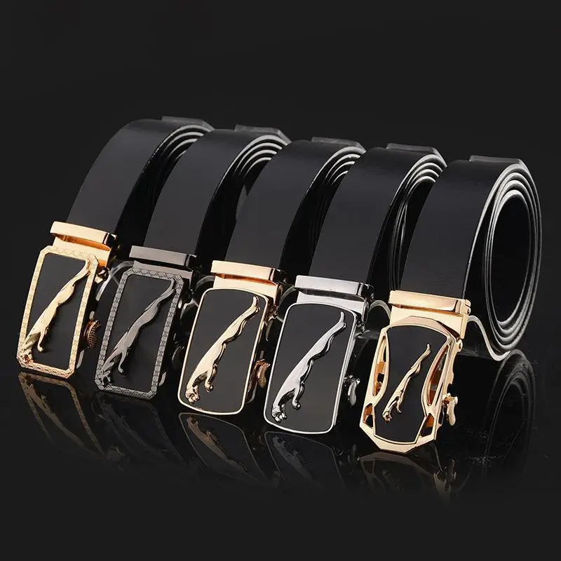 Men's Black Leopard Automatic Buckle Belt - Image 6