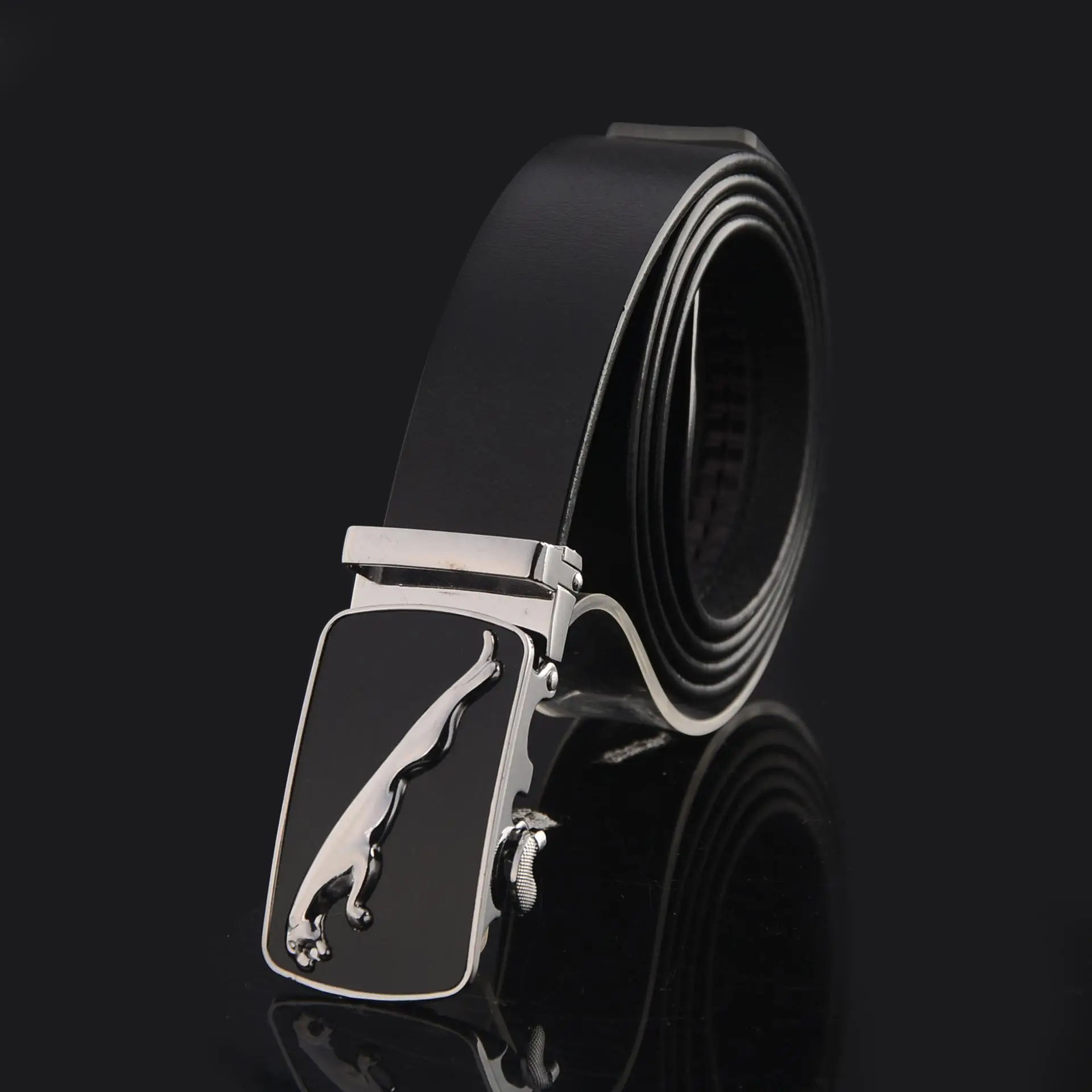 Men's Black Leopard Automatic Buckle Belt - Image 3