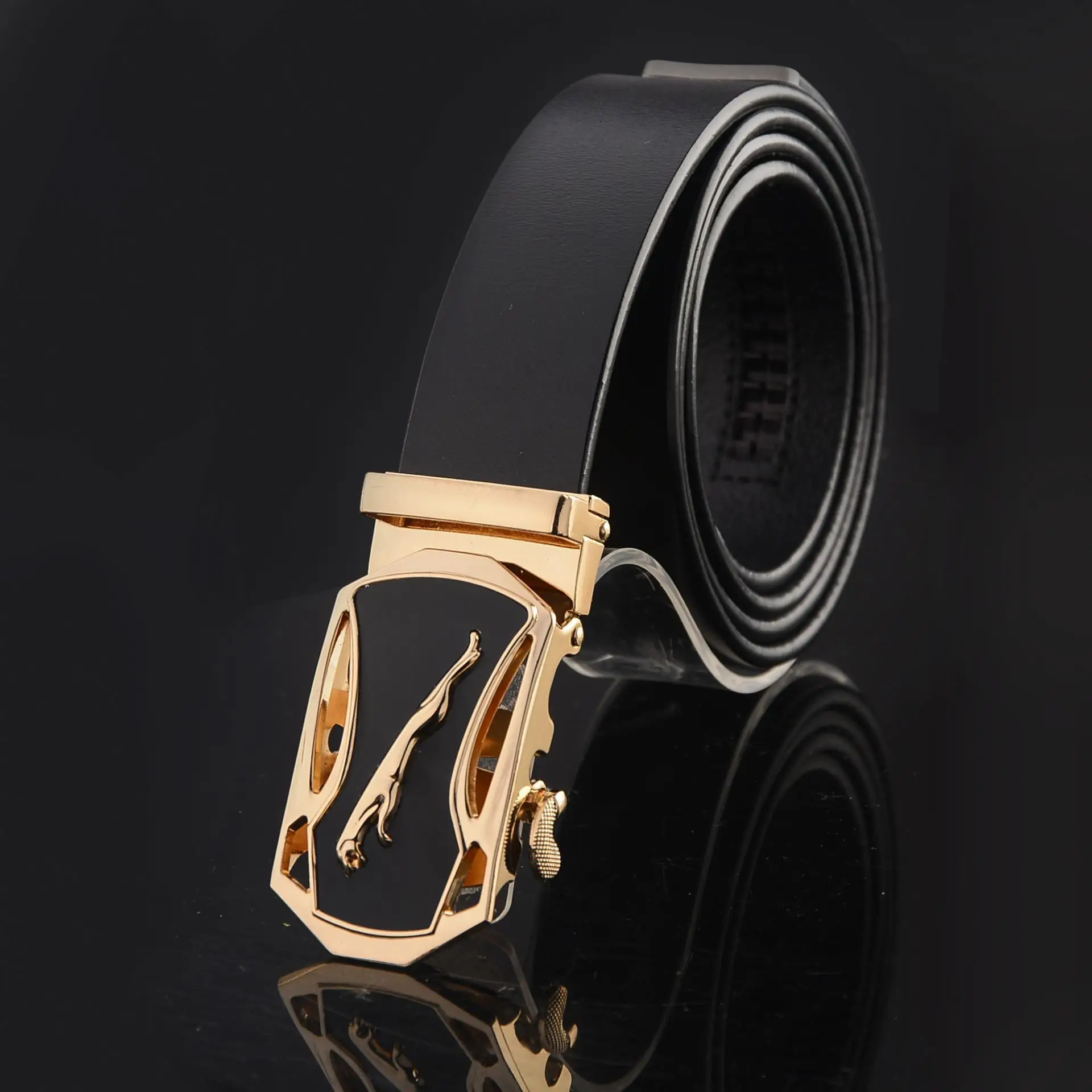 Men's Black Leopard Automatic Buckle Belt - Image 5