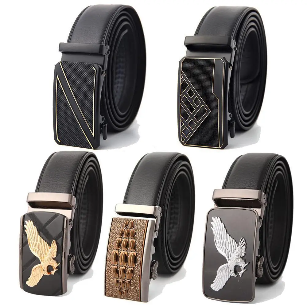 Men's High-End Automatic Buckle Belt Black Genuine Cowhide - Image 41