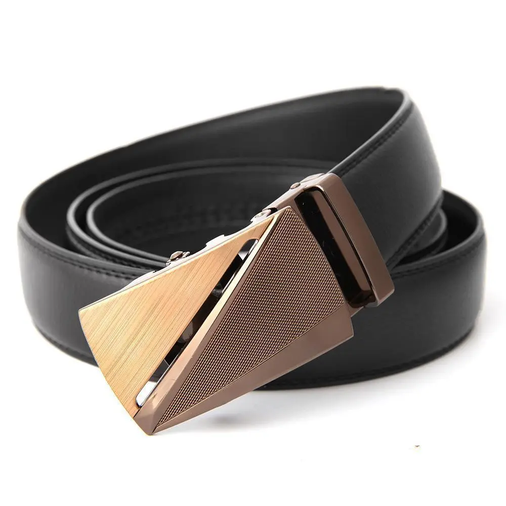 Men's High-End Automatic Buckle Belt Black Genuine Cowhide - Image 43