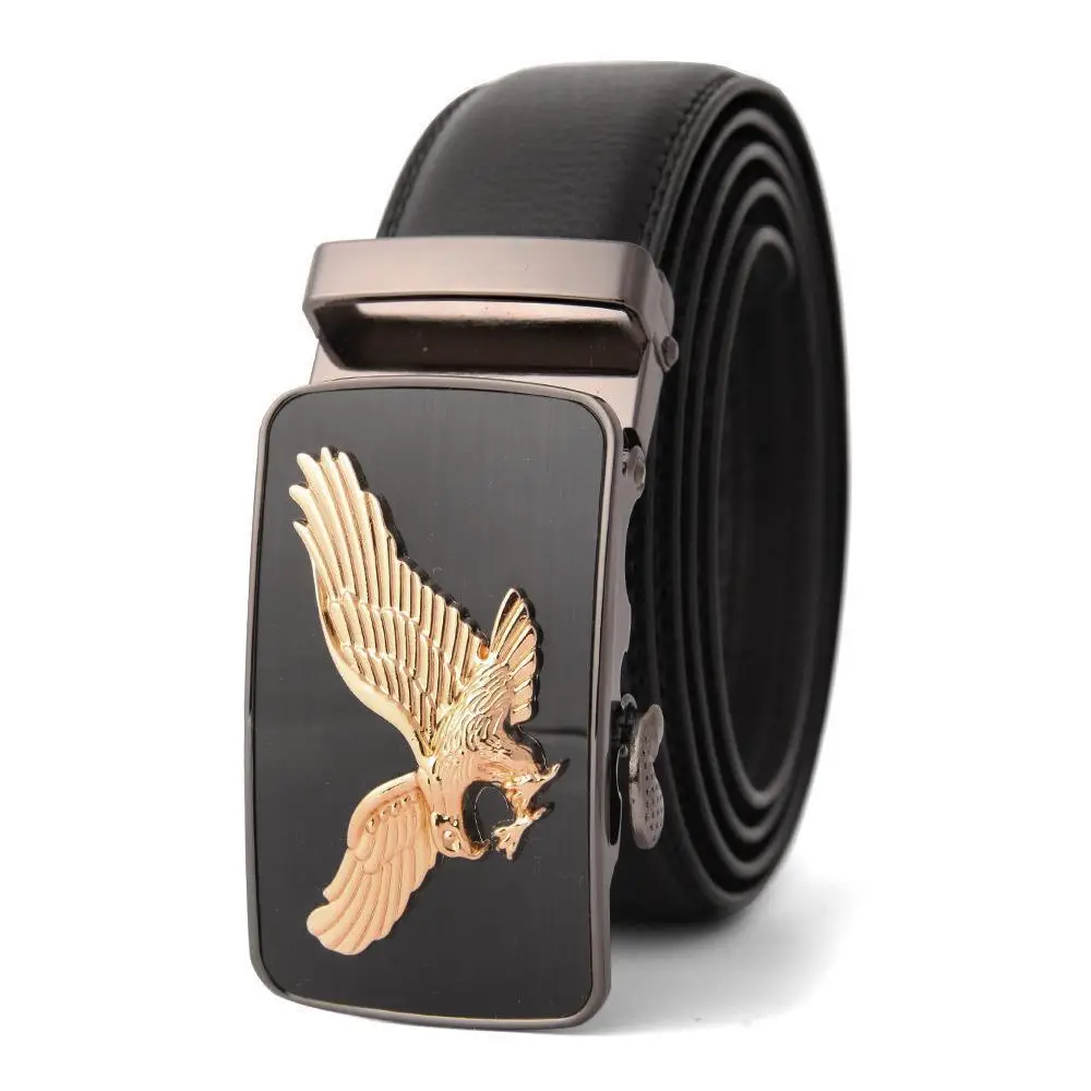 Men's High-End Automatic Buckle Belt Black Genuine Cowhide - Image 44