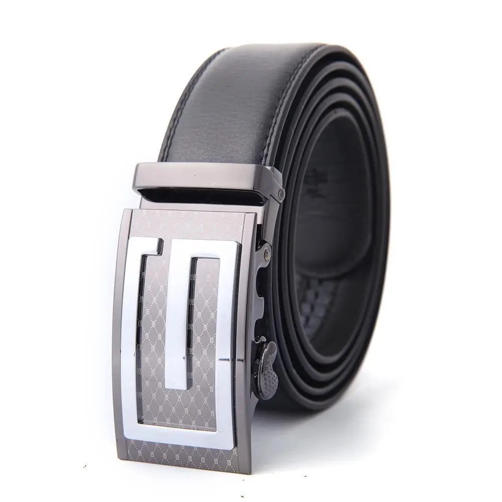 Men's High-End Automatic Buckle Belt Black Genuine Cowhide - Image 11