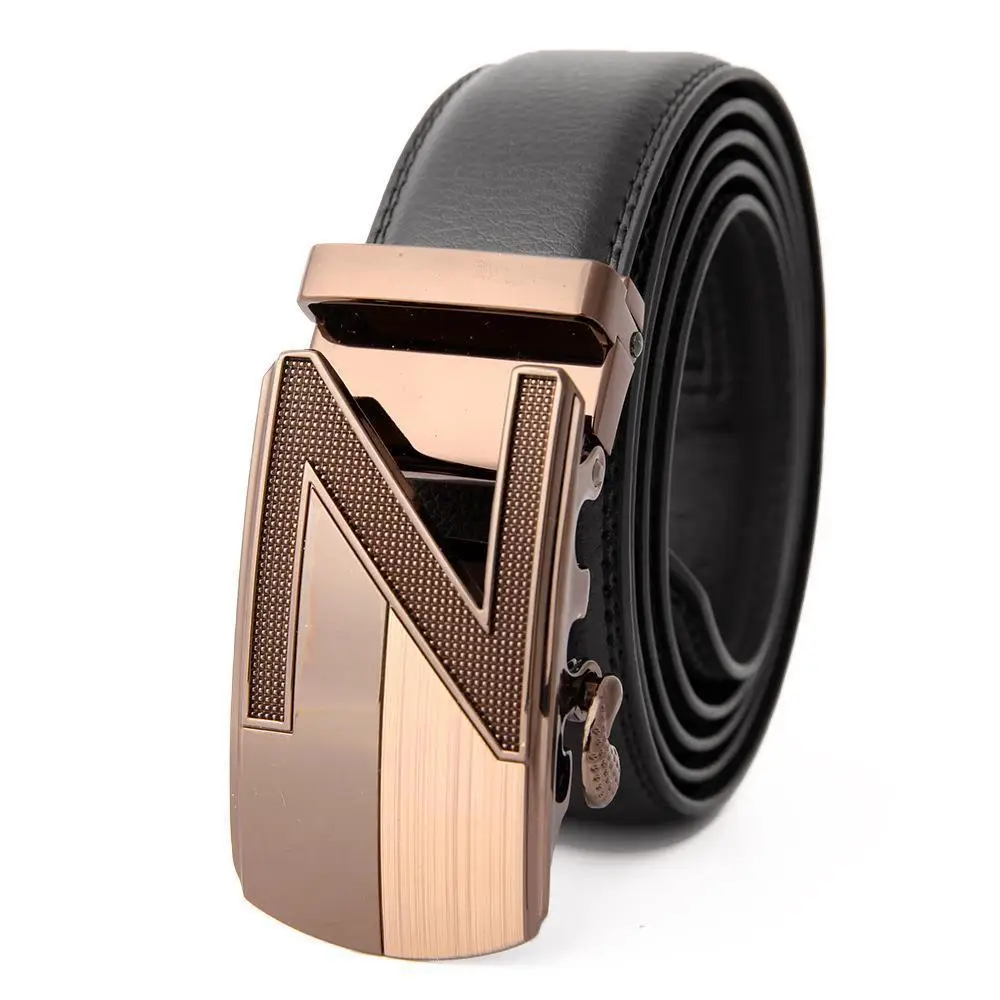 Men's High-End Automatic Buckle Belt Black Genuine Cowhide - Image 13