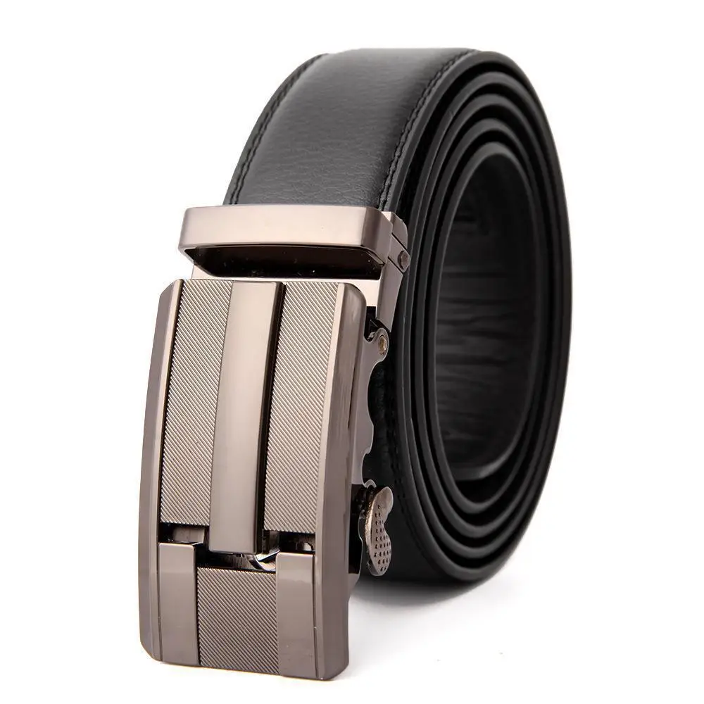 Men's High-End Automatic Buckle Belt Black Genuine Cowhide - Image 14
