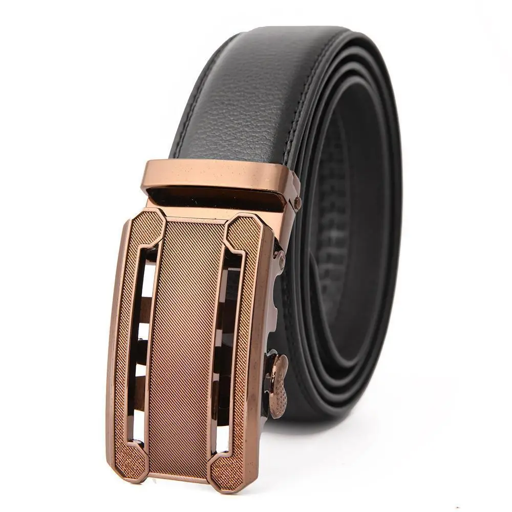 Men's High-End Automatic Buckle Belt Black Genuine Cowhide - Image 16