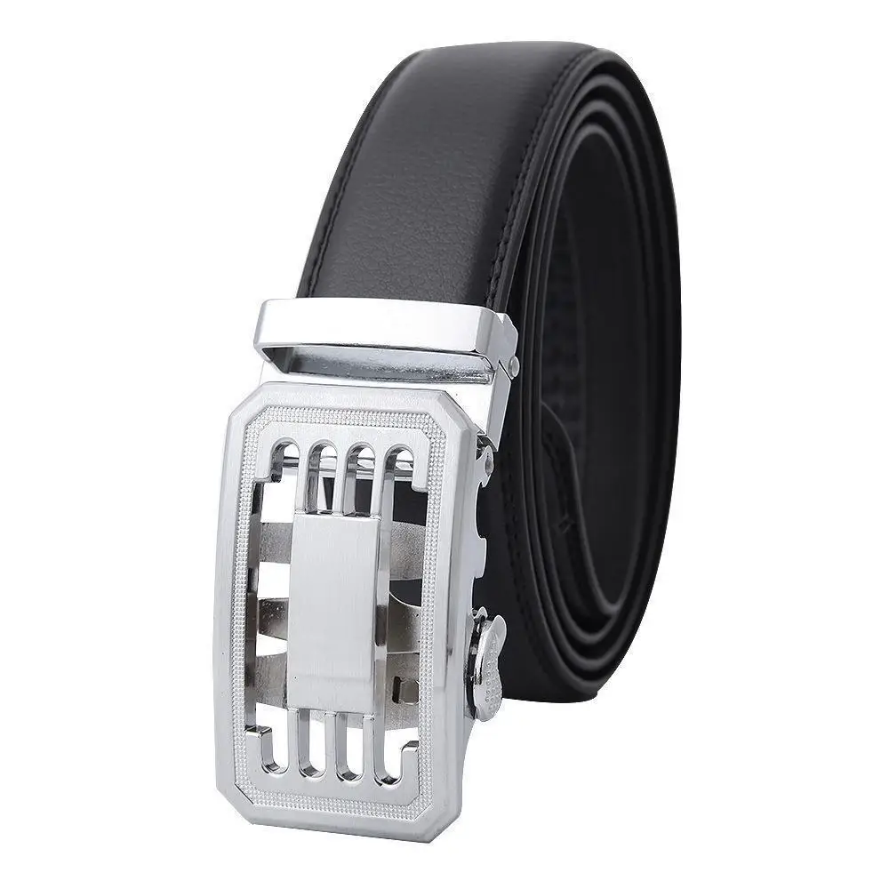 Men's High-End Automatic Buckle Belt Black Genuine Cowhide - Image 17