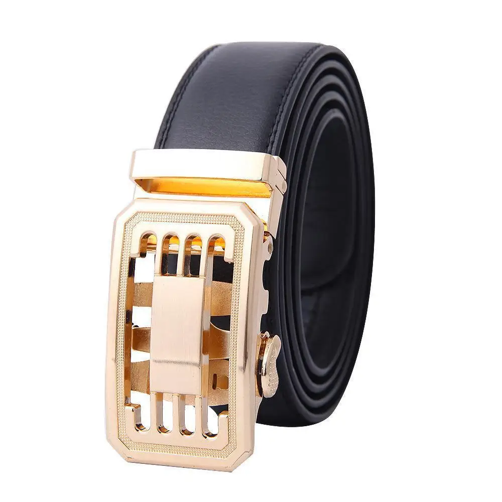 Men's High-End Automatic Buckle Belt Black Genuine Cowhide - Image 18