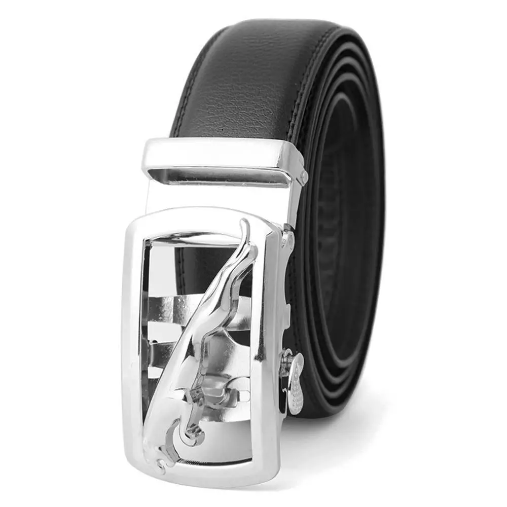 Men's High-End Automatic Buckle Belt Black Genuine Cowhide - Image 19