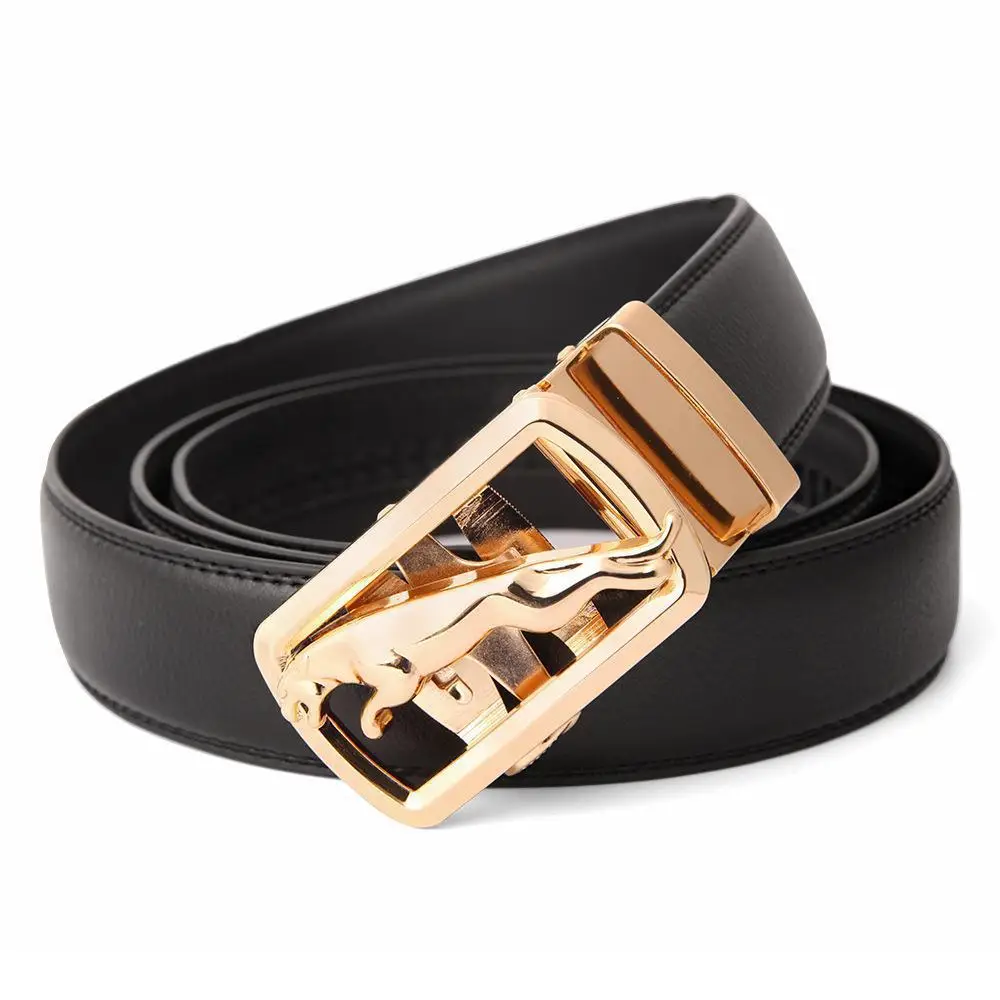 Men's High-End Automatic Buckle Belt Black Genuine Cowhide - Image 20
