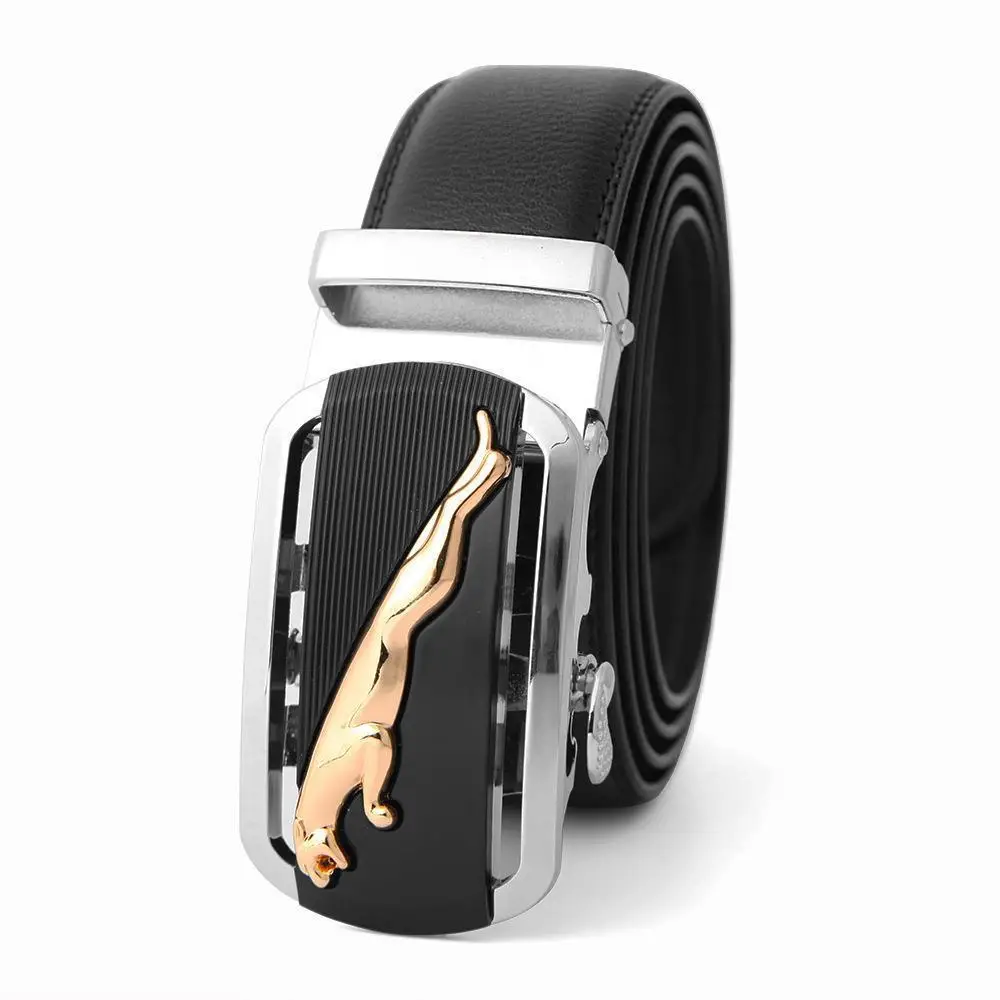 Men's High-End Automatic Buckle Belt Black Genuine Cowhide - Image 21