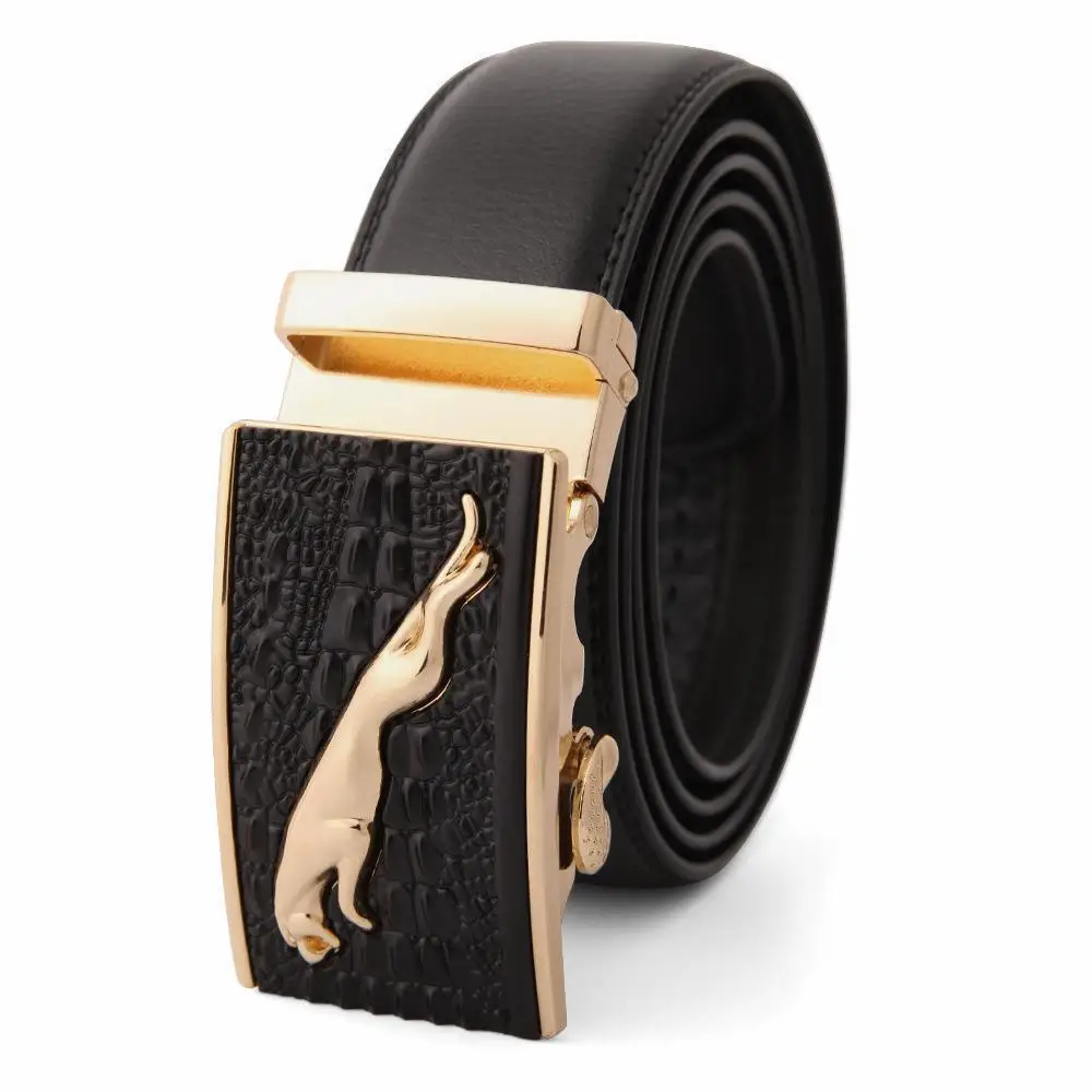 Men's High-End Automatic Buckle Belt Black Genuine Cowhide - Image 24