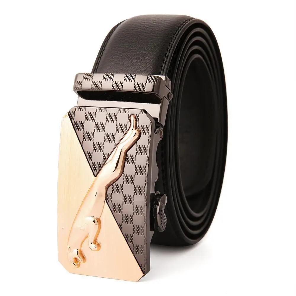Men's High-End Automatic Buckle Belt Black Genuine Cowhide - Image 26