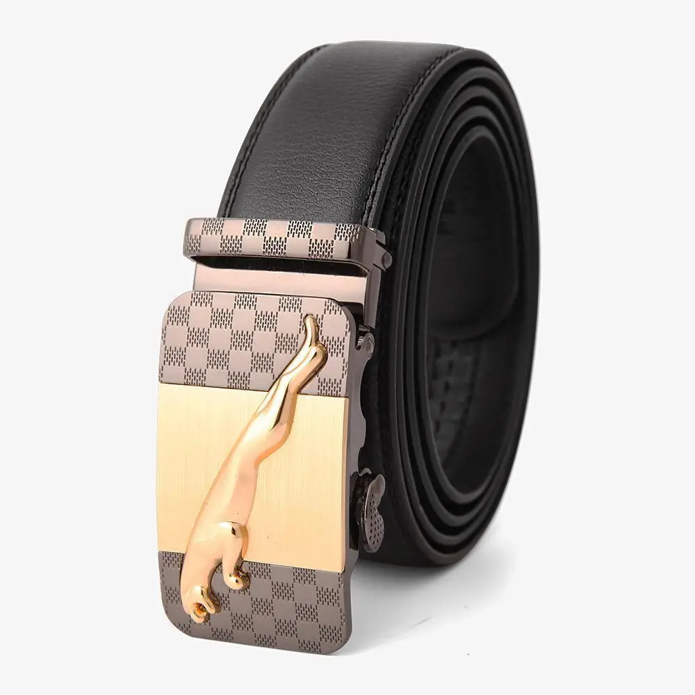 Men's High-End Automatic Buckle Belt Black Genuine Cowhide - Image 28