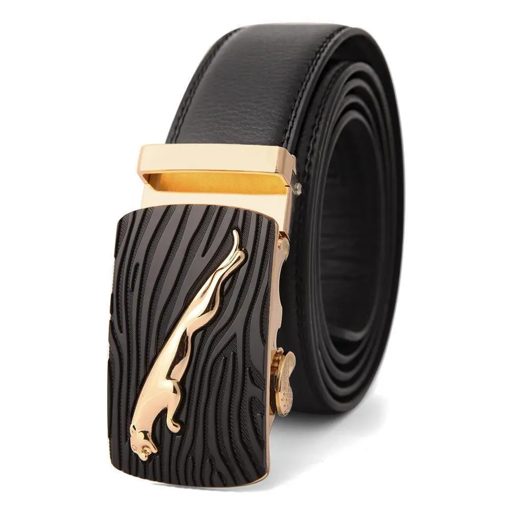 Men's High-End Automatic Buckle Belt Black Genuine Cowhide - Image 32