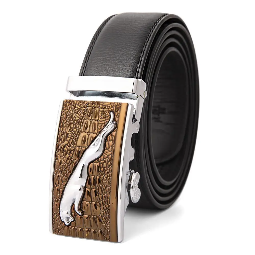 Men's High-End Automatic Buckle Belt Black Genuine Cowhide - Image 33