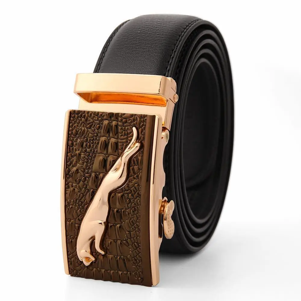 Men's High-End Automatic Buckle Belt Black Genuine Cowhide - Image 34