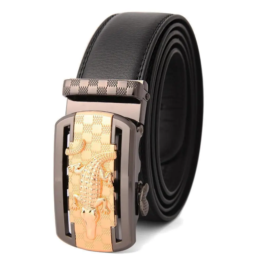 Men's High-End Automatic Buckle Belt Black Genuine Cowhide - Image 38