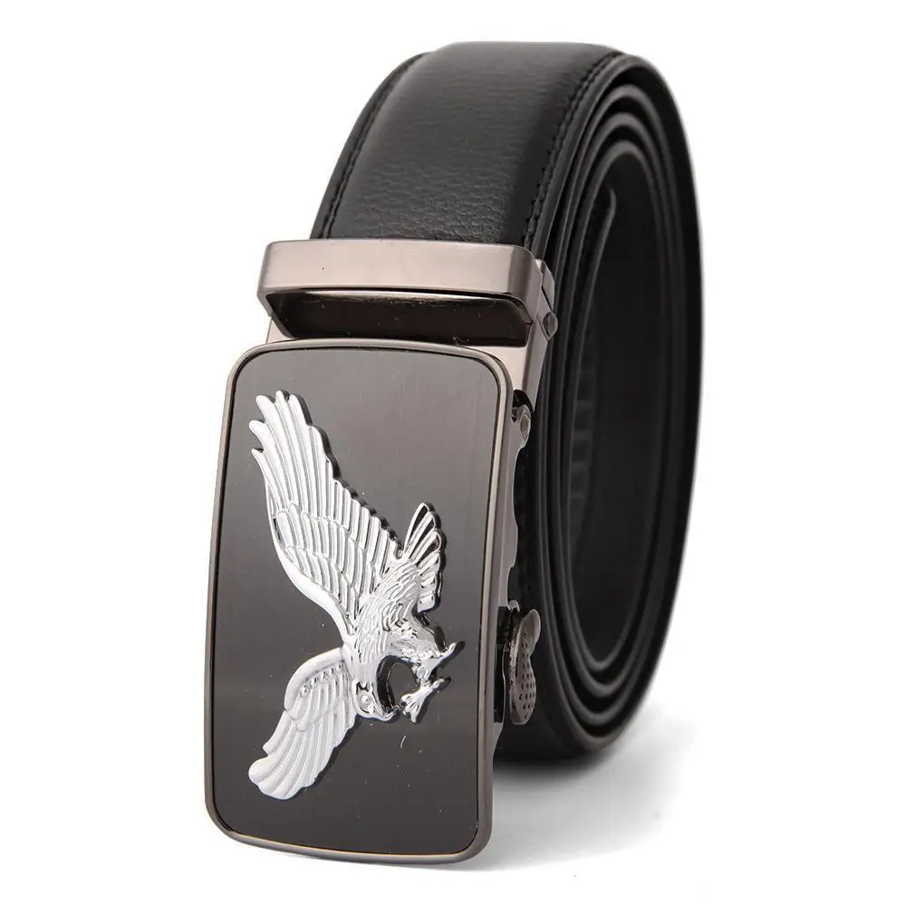 Men's High-End Automatic Buckle Belt Black Genuine Cowhide - Image 39