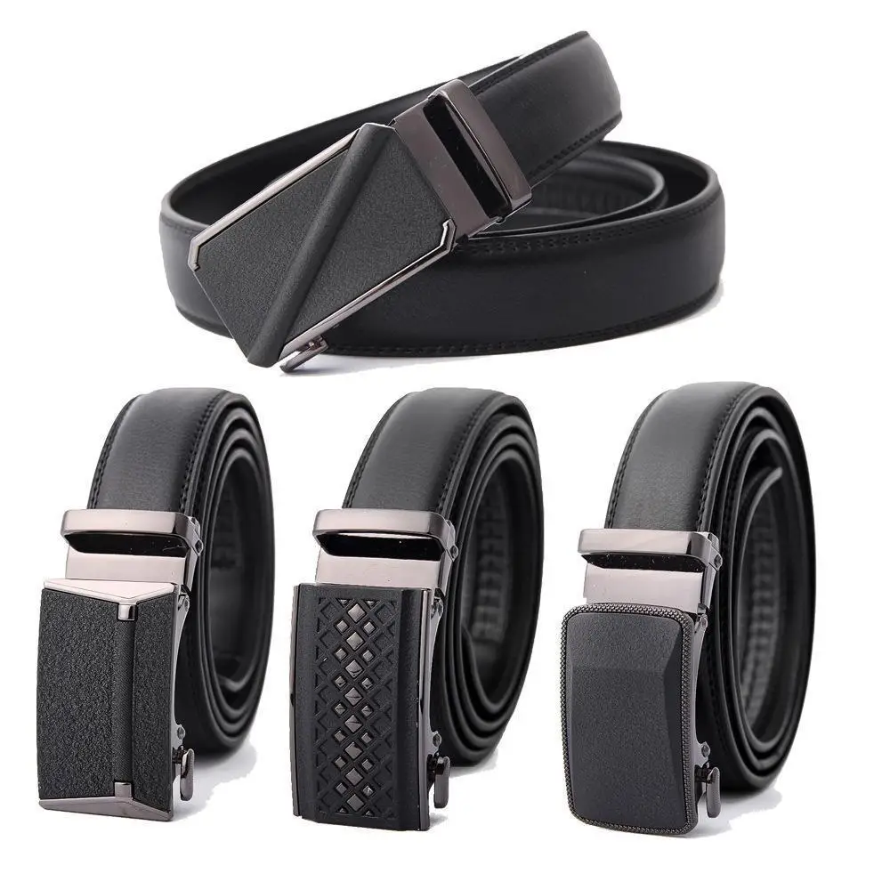 Men's Black Leather Belt with Automatic Buckle 3.5CM - Image 11