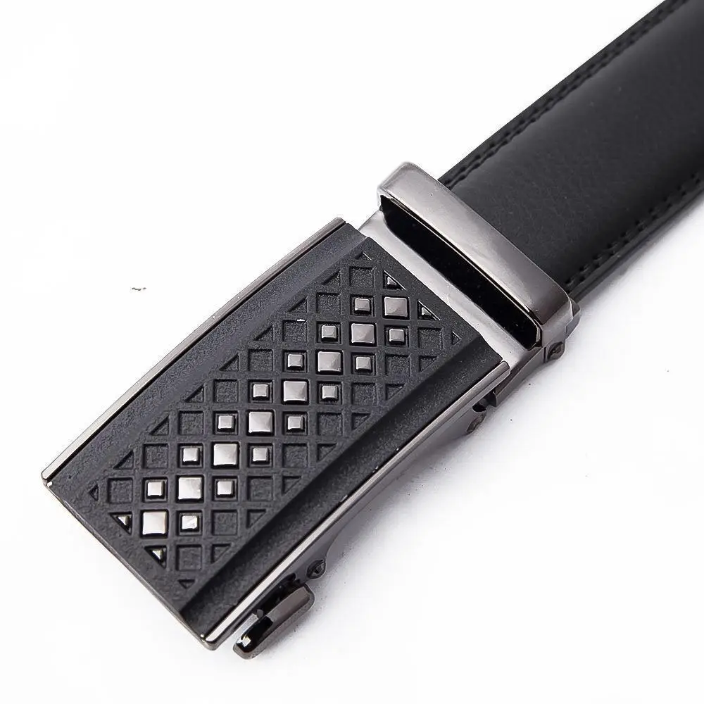 Men's Black Leather Belt with Automatic Buckle 3.5CM - Image 14