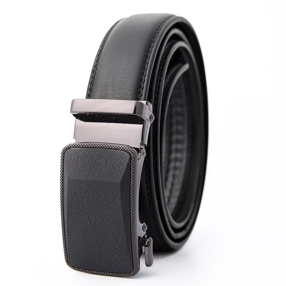 Men's Black Leather Belt with Automatic Buckle 3.5CM - Image 10