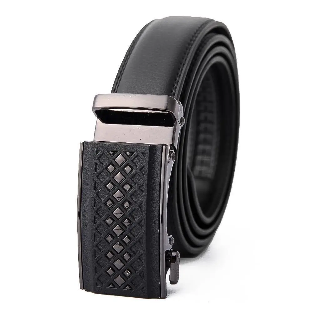 Men's Black Leather Belt with Automatic Buckle 3.5CM - Image 5