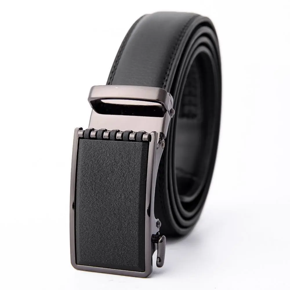 Men's Black Leather Belt with Automatic Buckle 3.5CM - Image 7