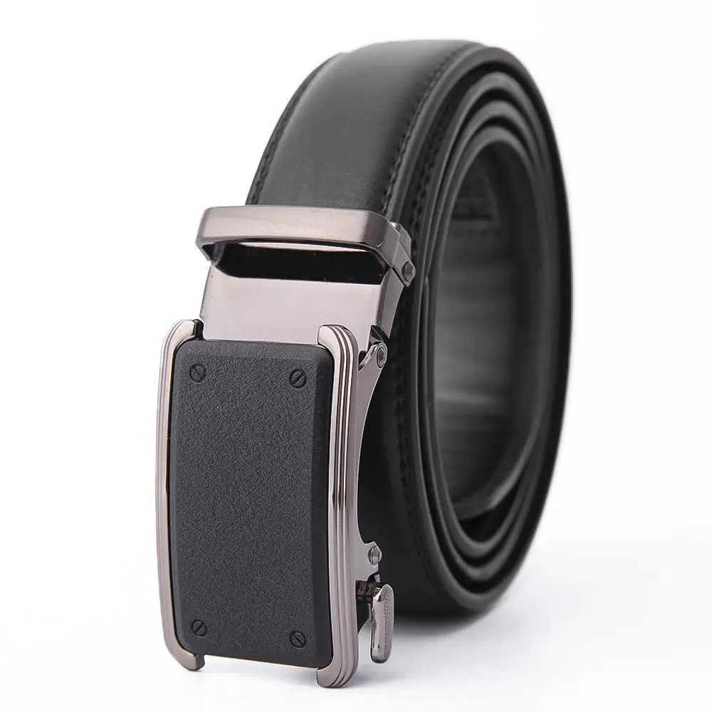 Men's Black Leather Belt with Automatic Buckle 3.5CM - Image 8