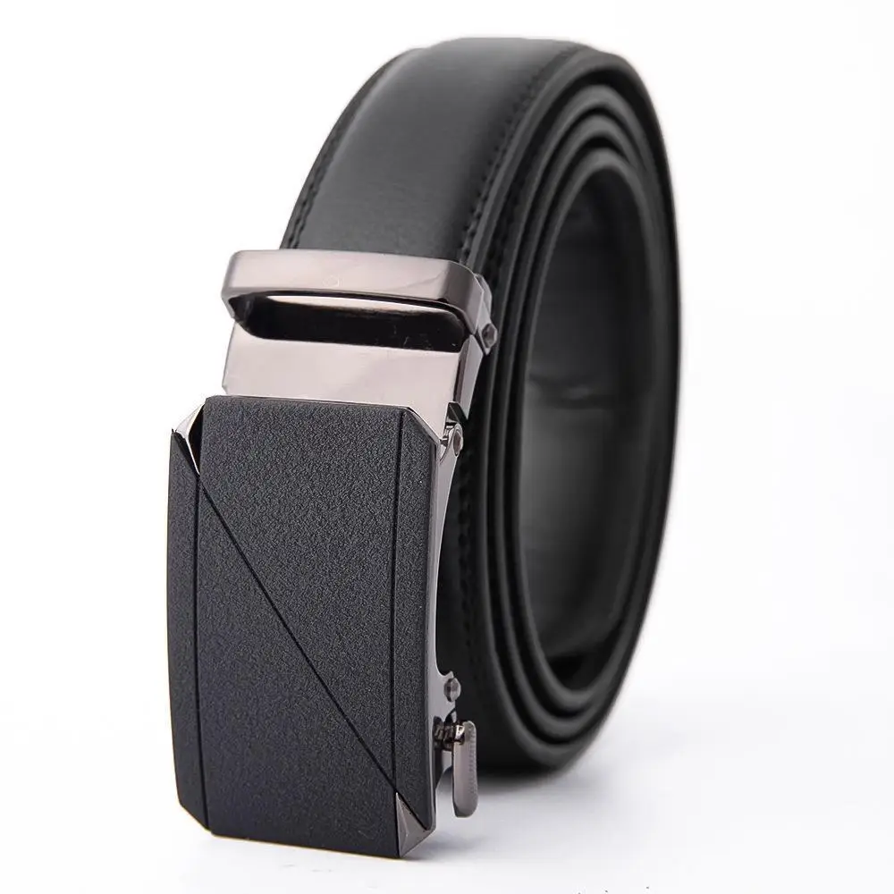 Men's Black Leather Belt with Automatic Buckle 3.5CM - Image 9