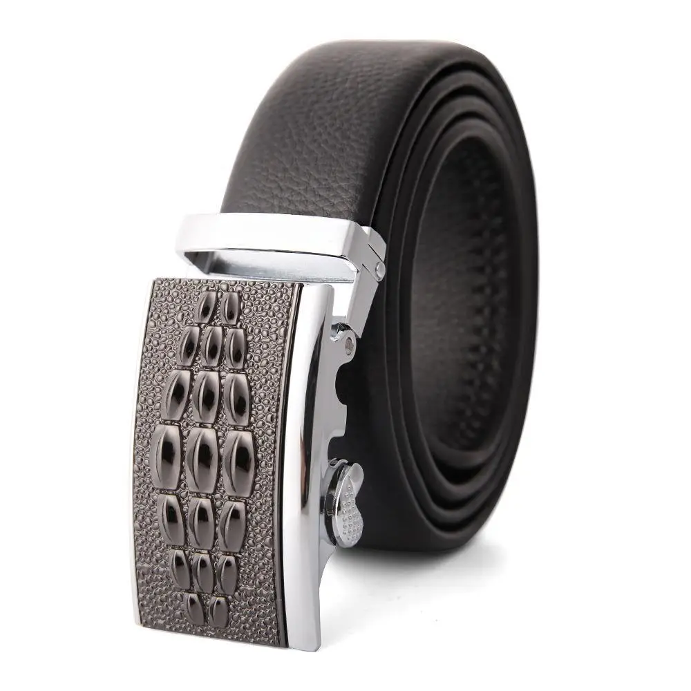 Men's Black Leather Belt with Silver Fire Design Buckle - Image 42