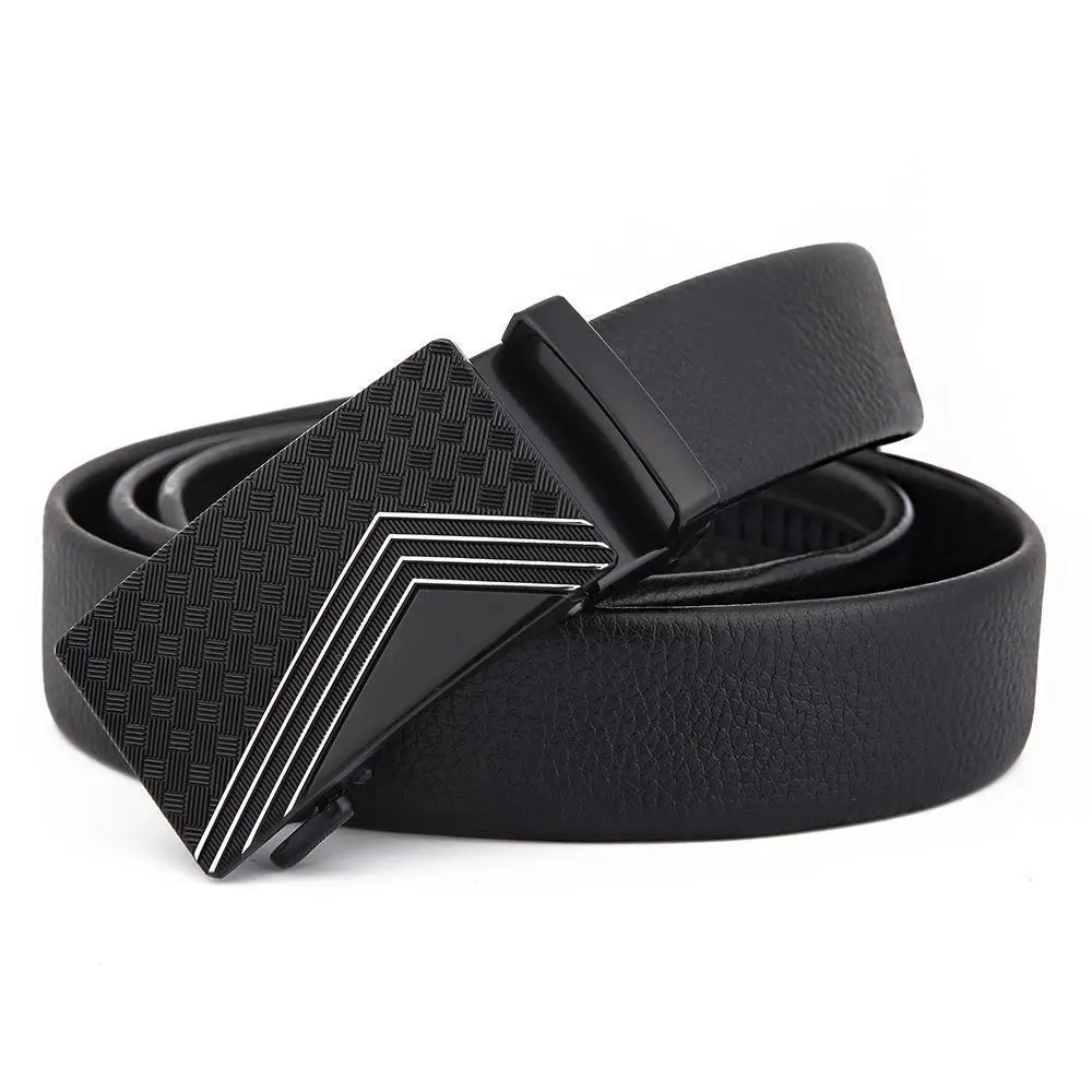 Men's Black Leather Belt with Silver Fire Design Buckle - Image 2