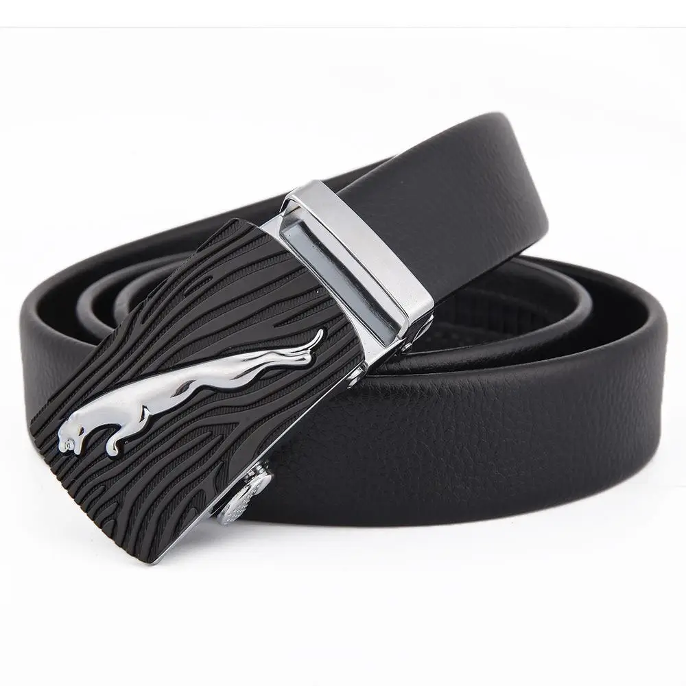 Men's Black Leather Belt with Silver Fire Design Buckle - Image 25