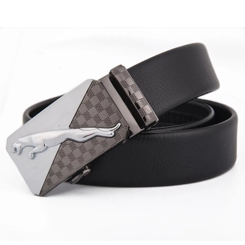 Men's Black Leather Belt with Silver Fire Design Buckle - Image 29