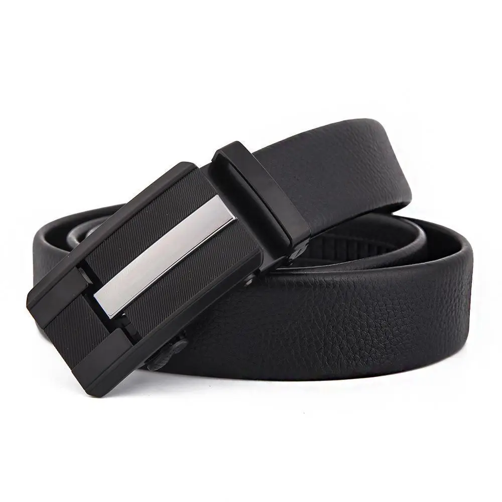 Men's Black Leather Belt with Silver Fire Design Buckle - Image 3